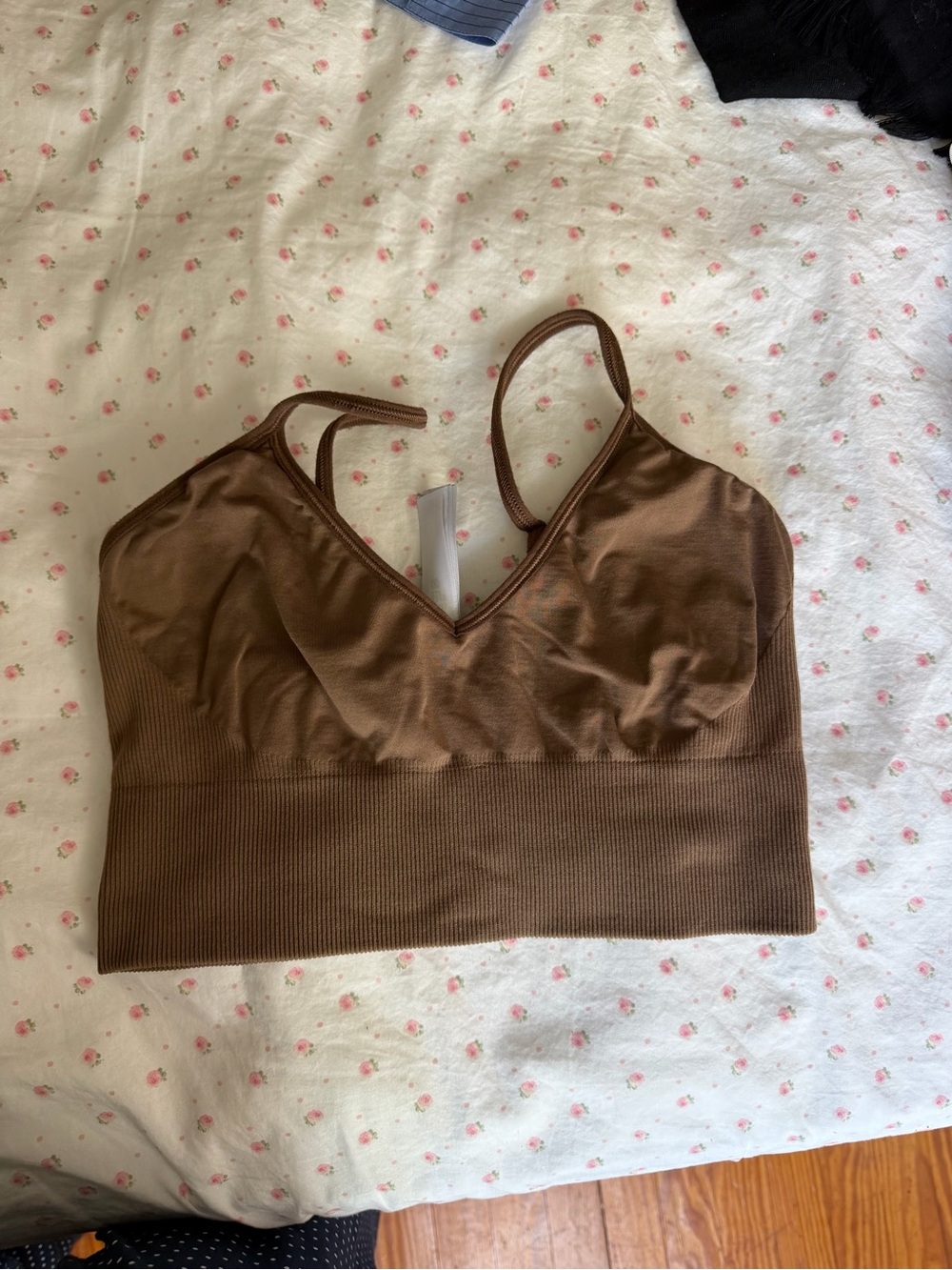 GapBody Seamless Ribbed Bralette Brown